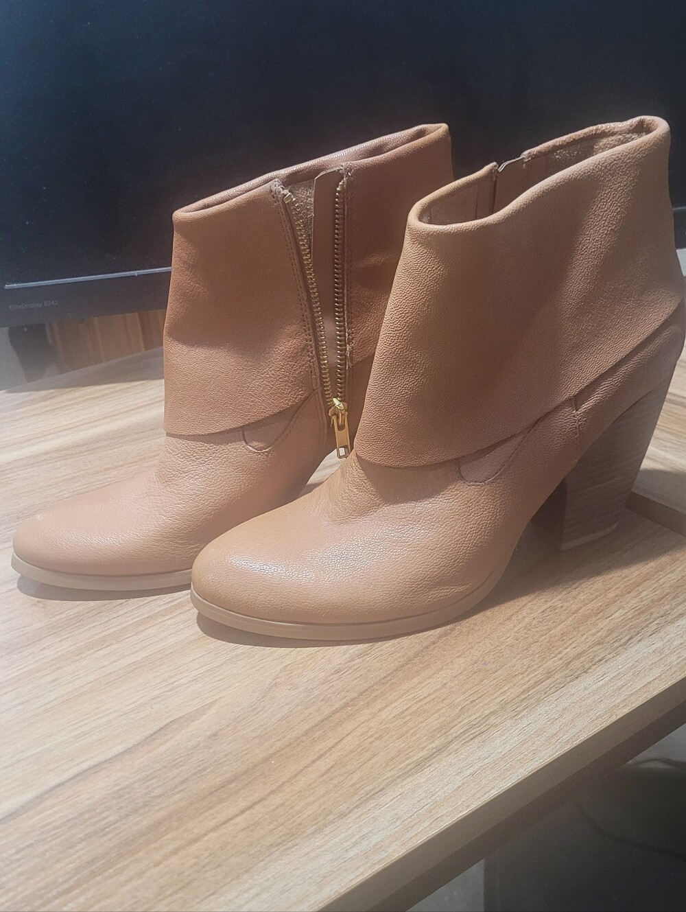 Nine West Fold-Over Ankle Booties in Tan